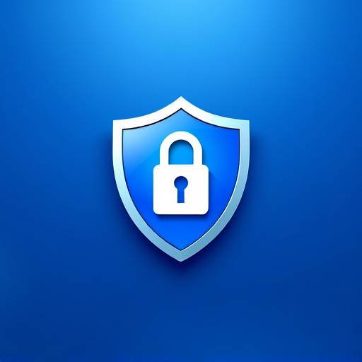 Logo de seguridad de datos: Un escudo azul con un candado blanco en el centro, representando la protección y seguridad de la información.